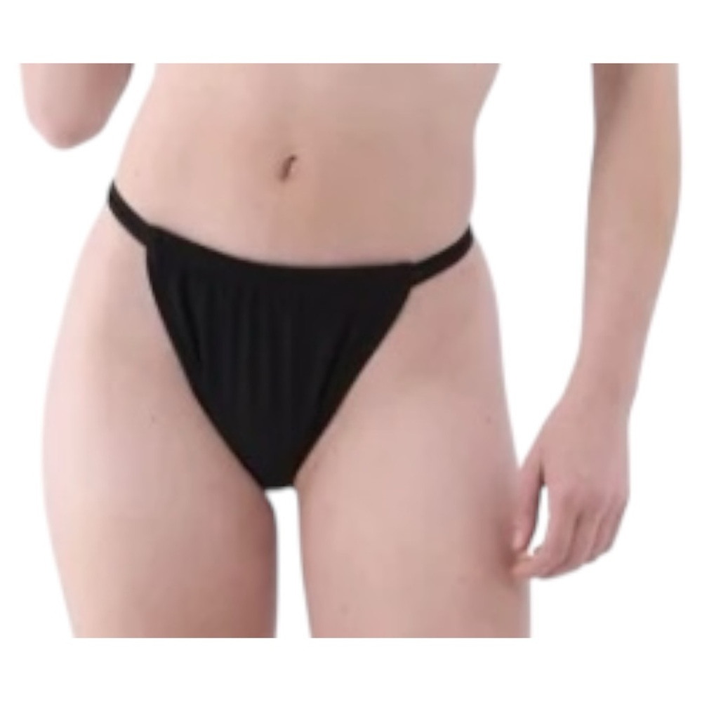 No Boundaries Double Strap Chic Bikini Bottoms Women's Size L (12-14) Rich Black